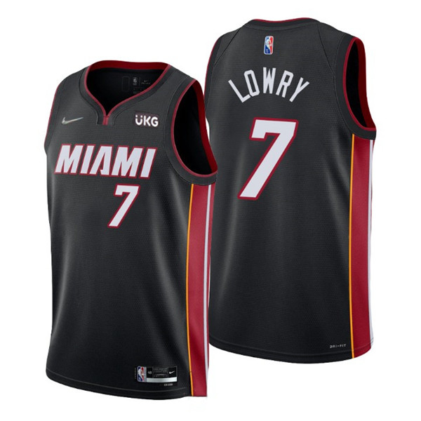 Men's Miami Heat #7 Kyle Lowry Black Icon Edition 75th Anniversary Stitched Jersey